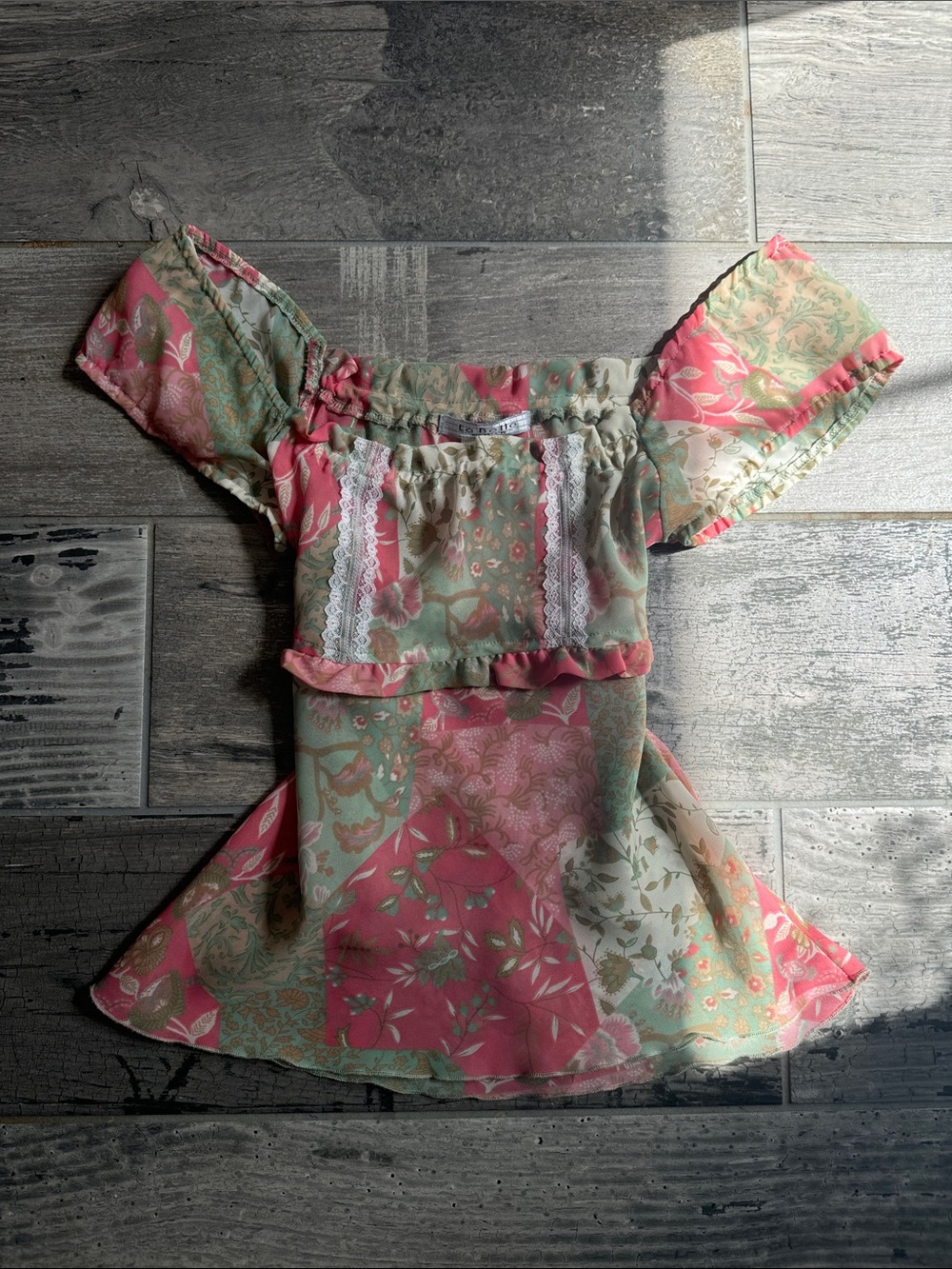 La Belle Vintage Mesh Patchwork Top